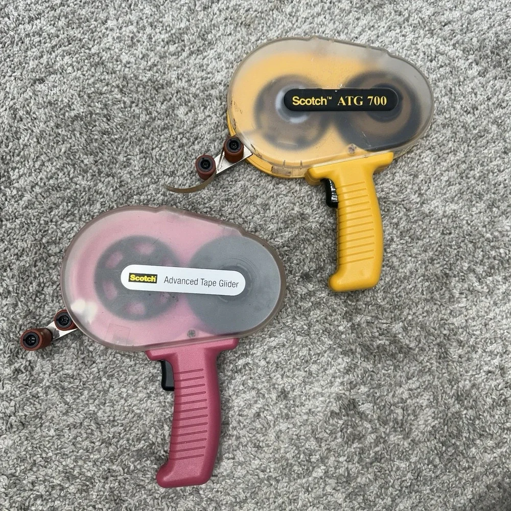 Scotch Advanced Tape Glider and ATG 700 lot x2 pink yellow double side tape tool